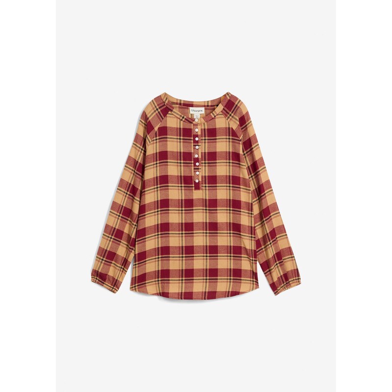 bonprix Tuniková blúzka z flanelu, farba červená 65262591