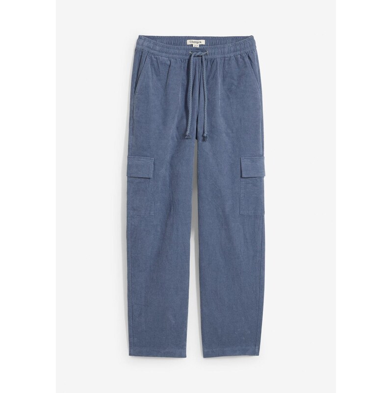 bonprix Kordové nohavice, strih Barrel, farba modrá 67153533