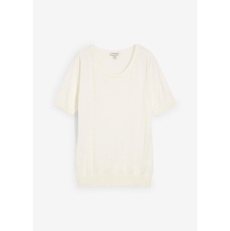 bonprix Pulóver, krátky rukáv, farba biela 65262613