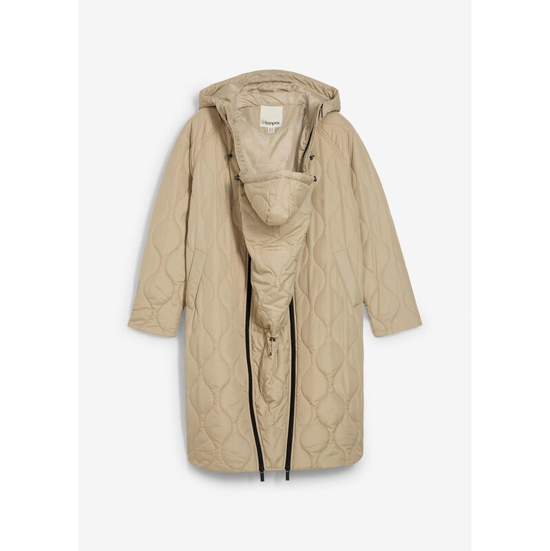 bonprix Materský kabát, 3v1, prešívaný, farba béžová 65262639