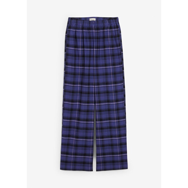 bonprix Flanelové nohavice z čistej bio bavlny, farba modrá 65262665