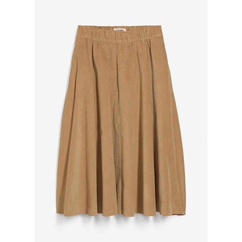 bonprix Kordová sukňa z bavlneného mixu, farba béžová 65490244