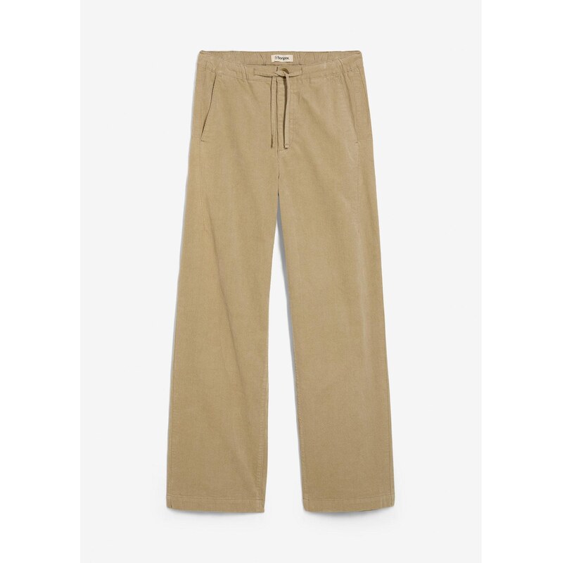 bonprix Kordové nohavice z bavlneného mixu, farba béžová 65493071