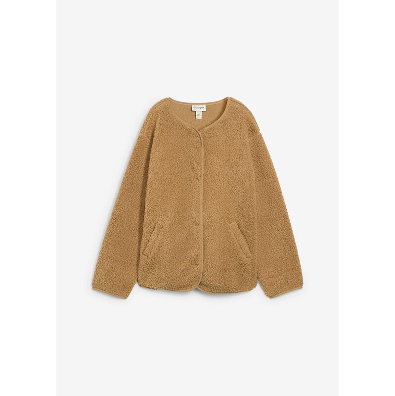bonprix Flísová bunda Teddy, farba béžová 65489793