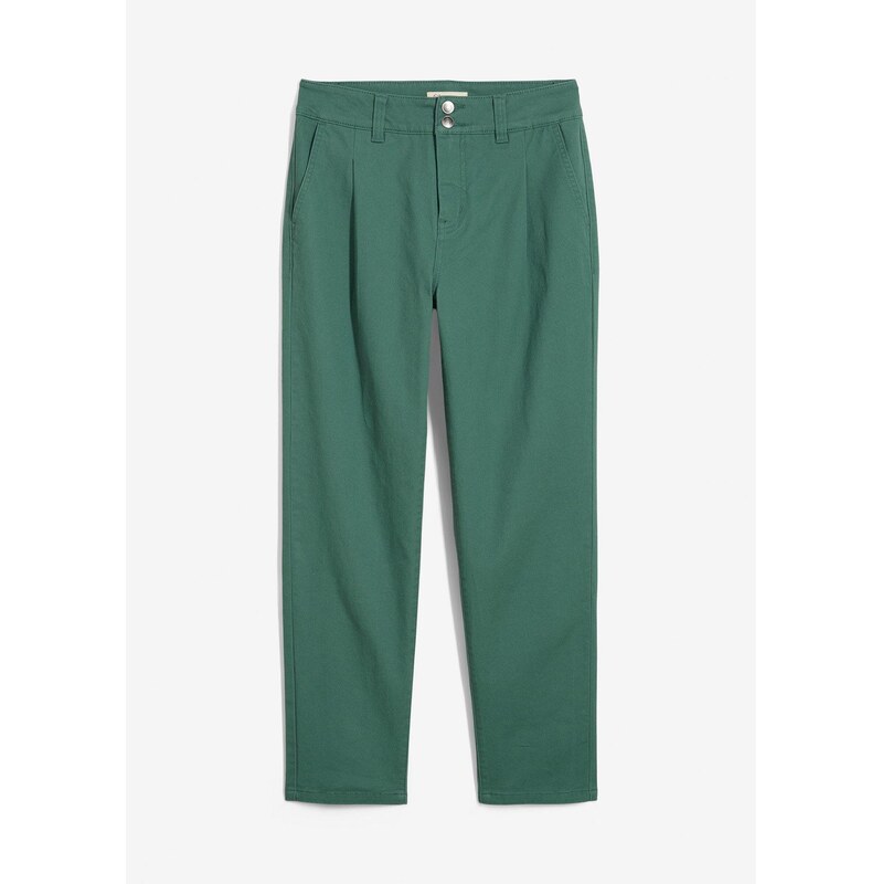 bonprix Twillové nohavice, strih Barrel, farba zelená 67108414