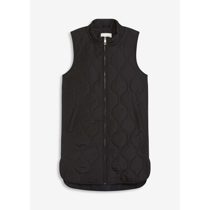 bonprix Prešívaná dlhá vesta, farba čierna 65262713