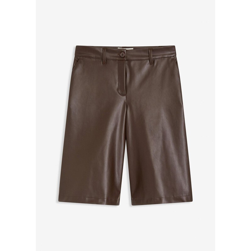 bonprix Koženkové bermudy, farba hnedá 65262718