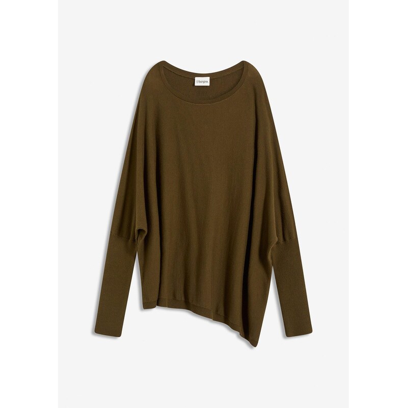 bonprix Jemne pletený pulóver z jemného viskózového mixu, farba zelená 65262730