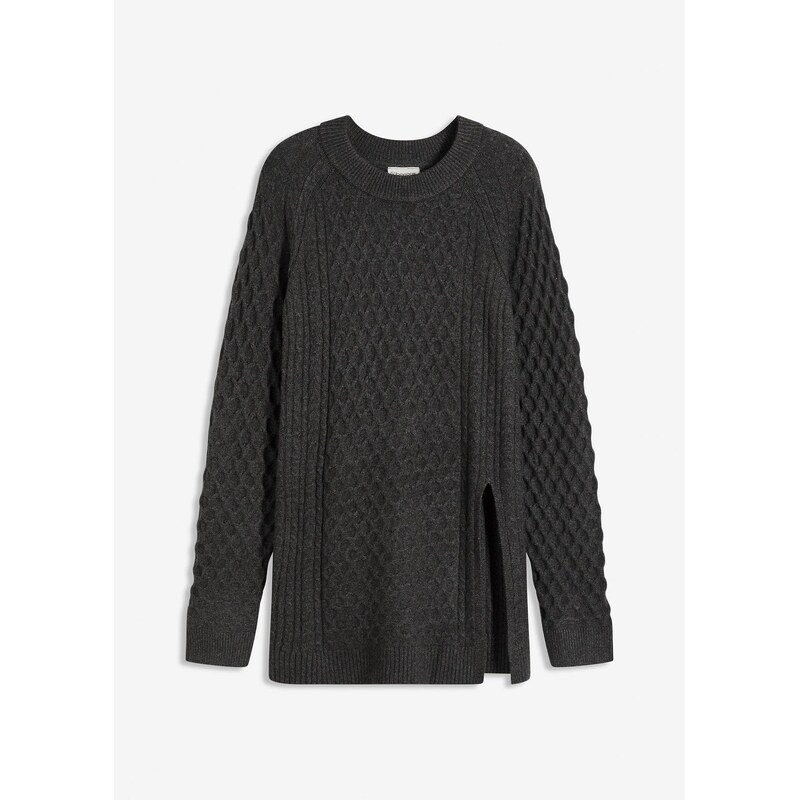 bonprix Dlhý pulóver z padavého viskózového mixu, farba šedá 65262742