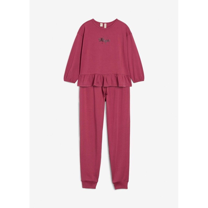 bonprix Tričko a tepláky s bio bavlnou (2-dielna sada), farba fialová 65262778