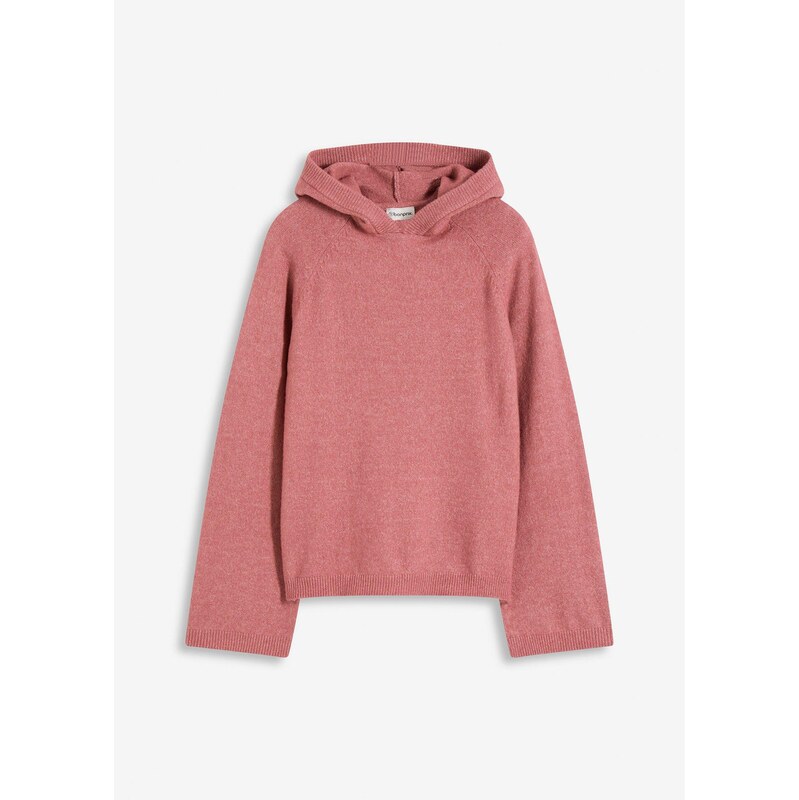 bonprix Pletený pulóver s kapucňou, farba fialová 65262779