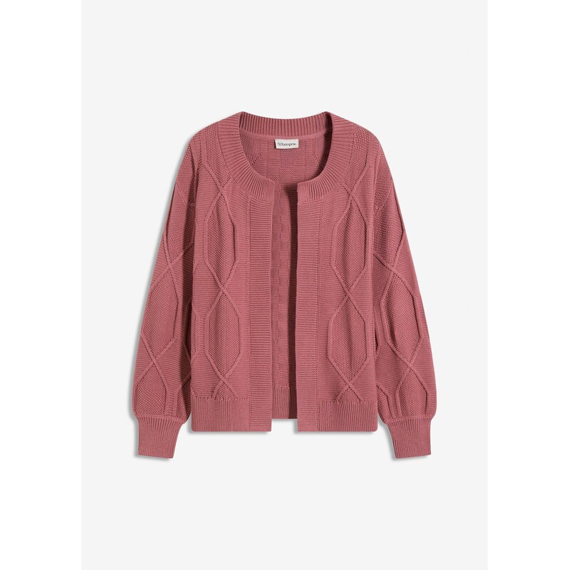 bonprix Pletený kardigan s osmičkovým vzorom, farba fialová 65262801