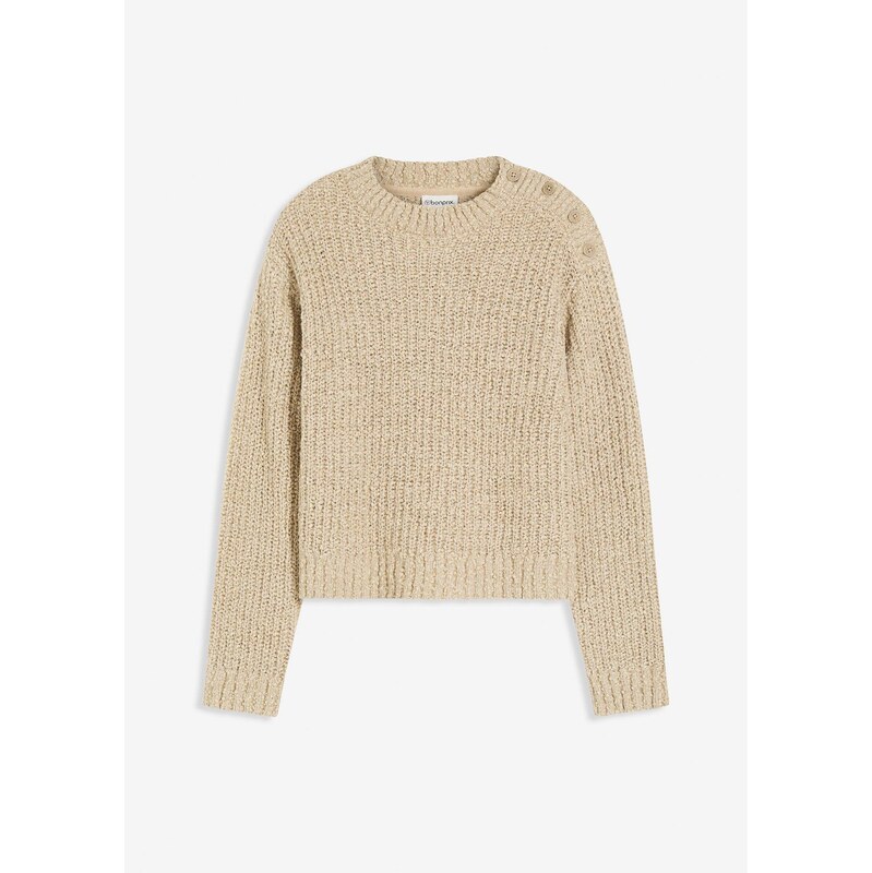 bonprix Pulóver, hrubo pletený, farba béžová 65262809