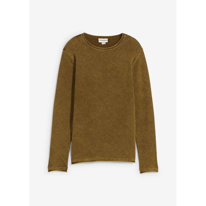 bonprix Pulóver vo vypranom vzhľade, Slim Fit, farba zelená 65317937