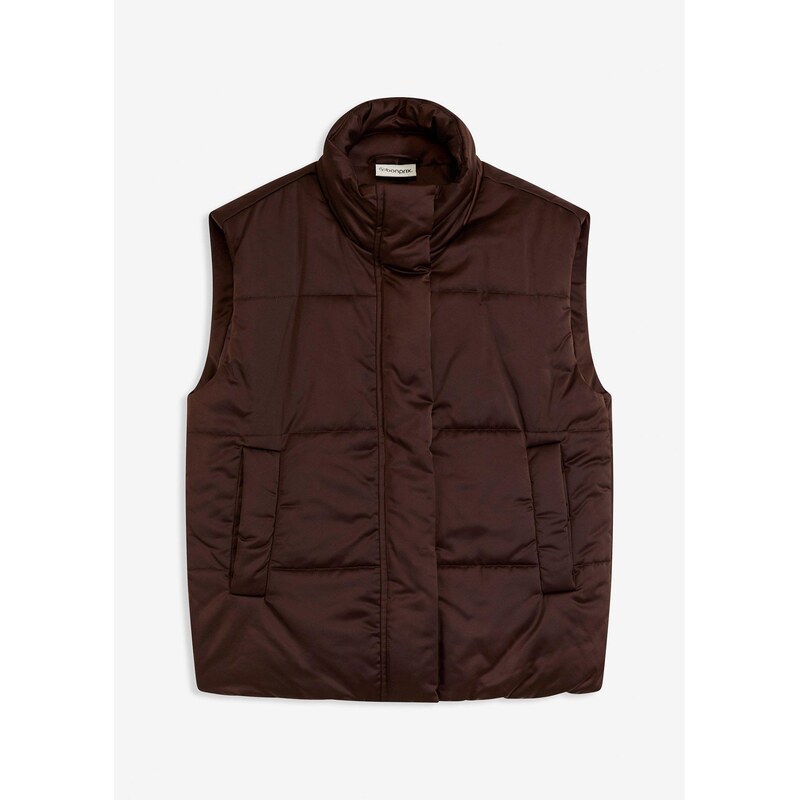 bonprix Prešívaná vesta, mierne lesklá, farba hnedá 65262914