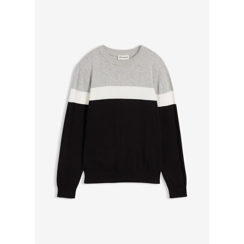 bonprix Jemne pletený pulóver z čistej bavlny, farba čierna 65262934