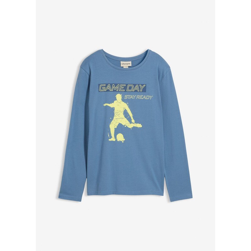 bonprix Tričko s dlhým rukávom z čistej bio bavlny, farba modrá 65262953