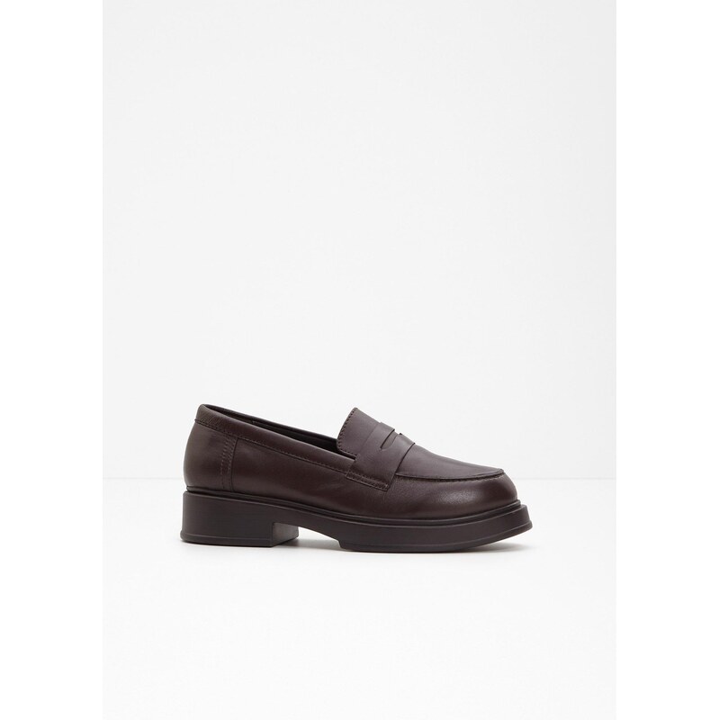 bonprix Mokasíny z kože, farba hnedá 65263002