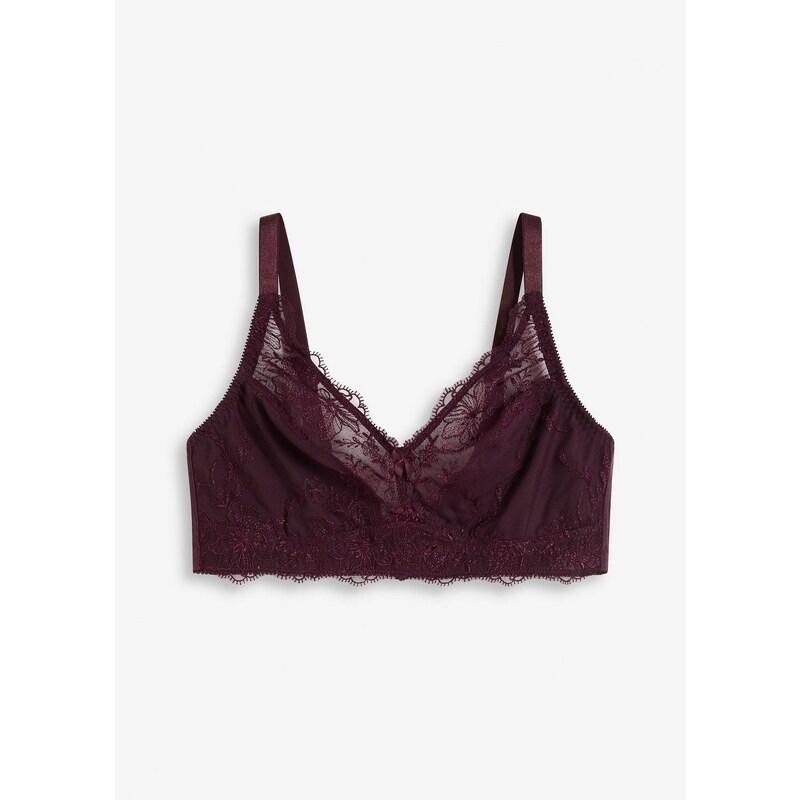 bonprix Podprsenka bralette s výšivkou, farba hnedá 65263068
