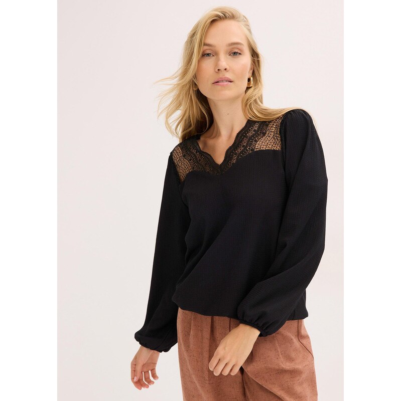 bonprix Tričko s dlhým rukávom, farba čierna 65262586
