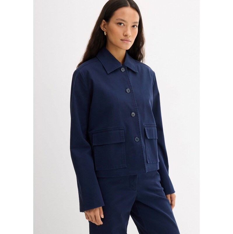 bonprix Krátka prechodná bunda z elastického bio bavlneného mixu, 65262692