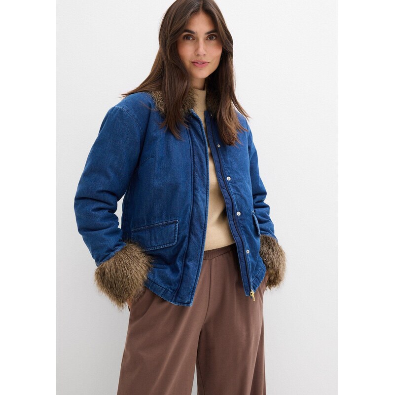 bonprix Džínsová bunda, ľahko vatovaná, farba modrá 65262738