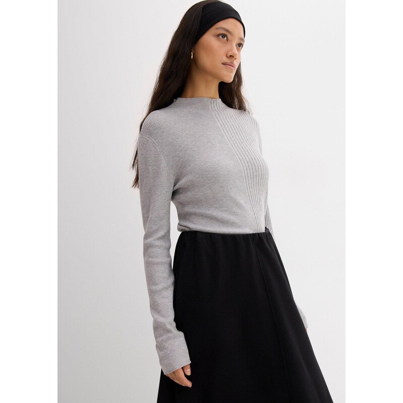 bonprix Vrúbkované tričko z viskózového mixu, farba šedá 65262813