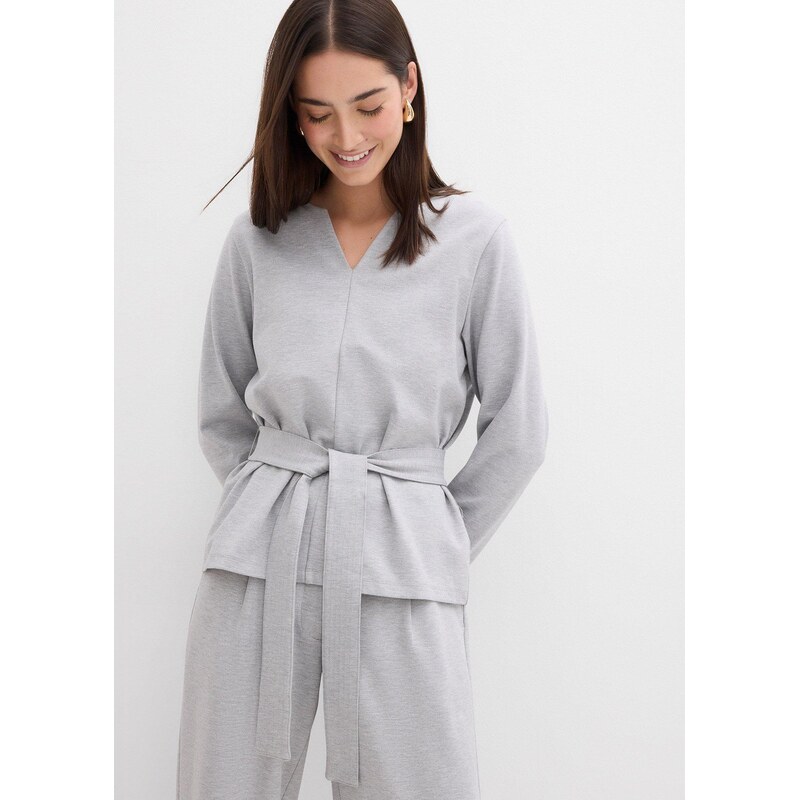 bonprix Tričko s dlhým rukávom so širokou stuhou na zaviazanie z 65262817