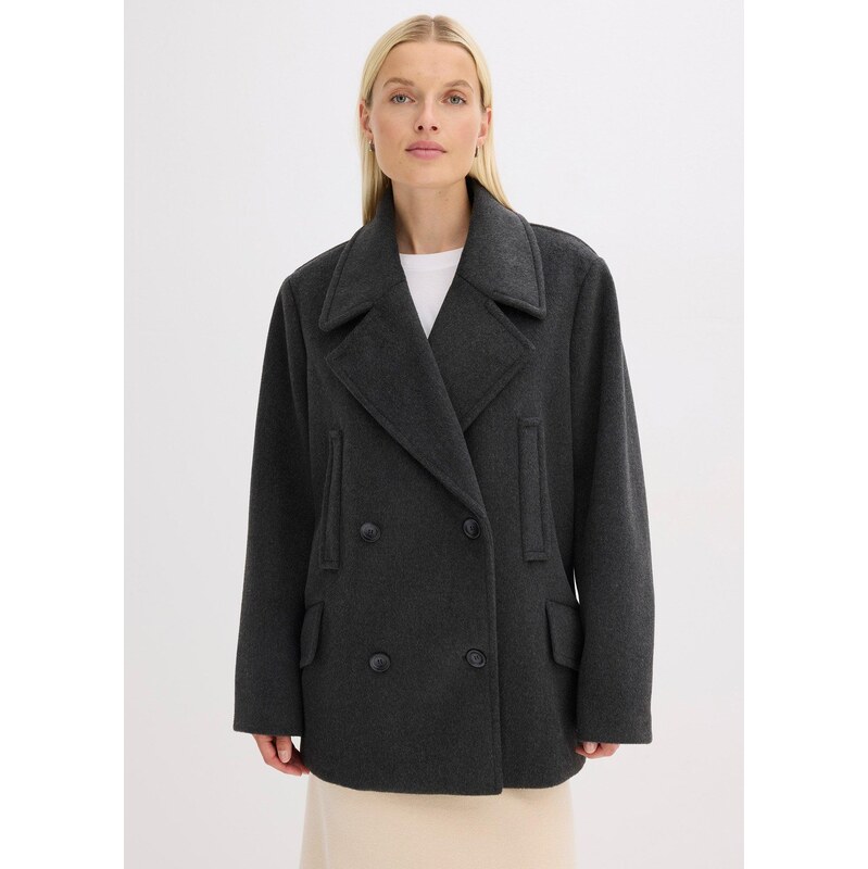 bonprix Plátená bunda vo vlnenom vzhľade, farba šedá 65262837