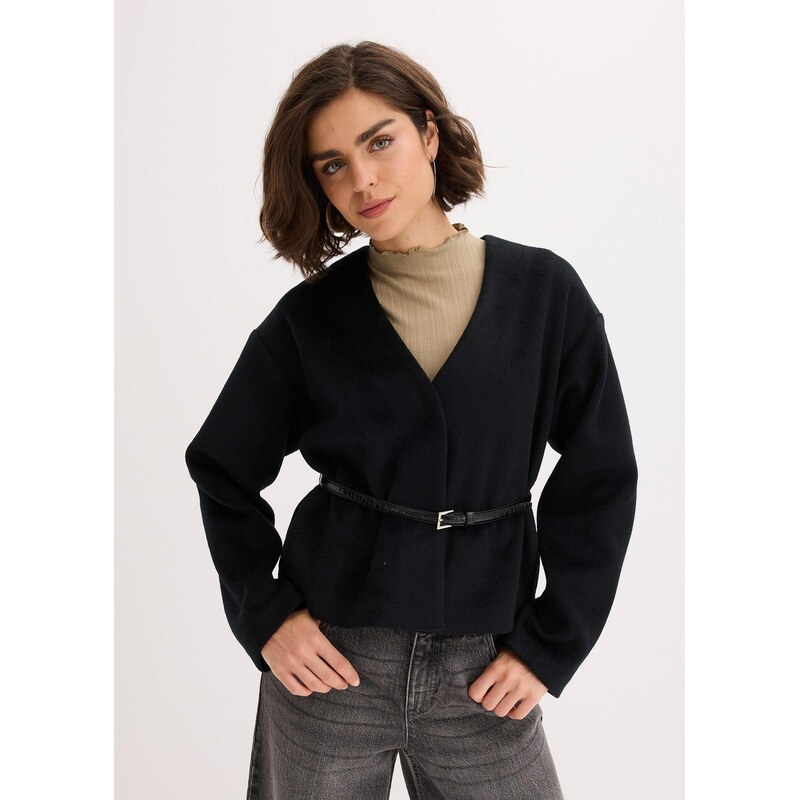 bonprix Oversize blejzer s opaskom, vlnený vzhľad, bez podšívky, farba 65262898