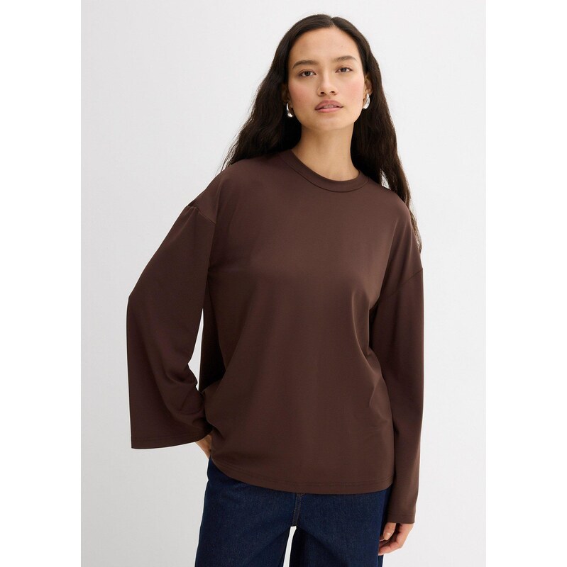 bonprix Dlhé tričko z padavej kvality, farba hnedá 65702359