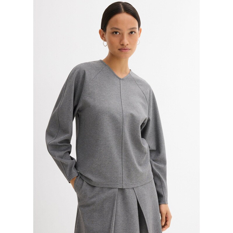 bonprix Tričko s dlhým rukávom z pohodlného Punto di Roma, farba šedá 65411782