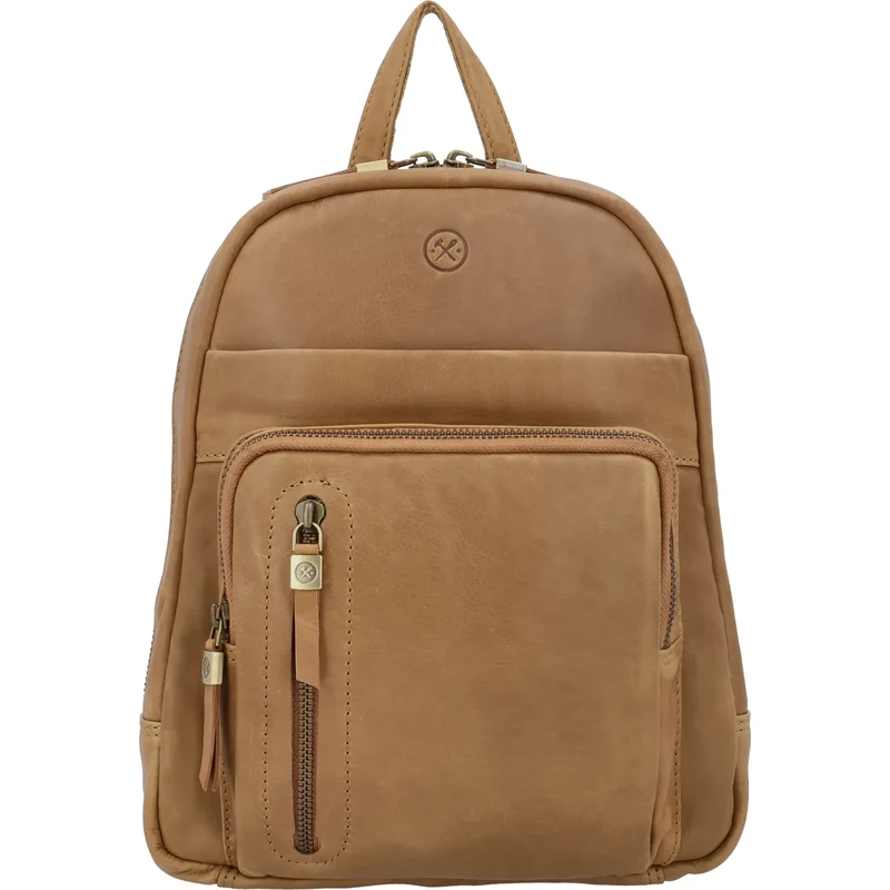 Hide & Stitches Hnedý malý prešivaný batoh z pravej kože Racio 65263853