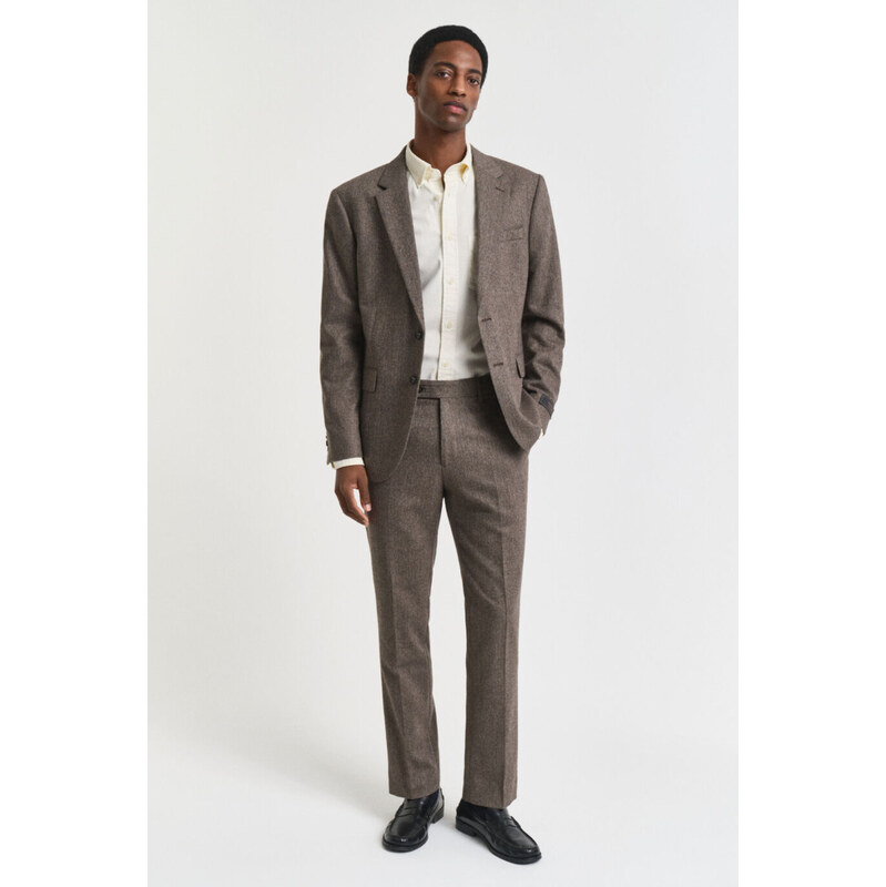 NOHAVICE GANT FLANNEL HERRINGBONE SUIT PANTS DEEP BROWN 65267524
