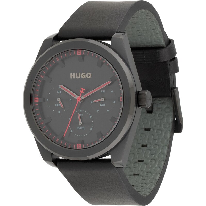 HUGO Analógové hodinky Bright Sport sivá / tmavočervená / čierna 65268051