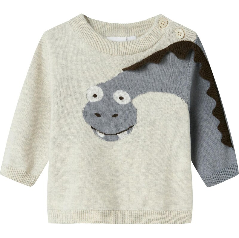 NAME IT Sveter NBMNUTTI krémová / tmavohnedá / sivá / biela 65353474