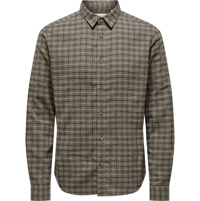 Only & Sons Košeľa ONSGUDMUND kapučíno / tmavohnedá 65268091