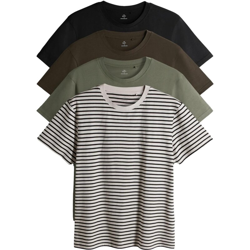 The Set Tričko tmavohnedá / olivová / čierna / biela 65660326