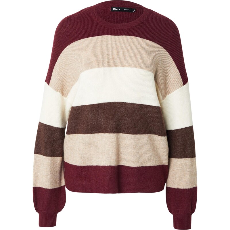 ONLY Sveter ONLAtia béžová melírovaná / čokoládová / vínovo červená / 65415173