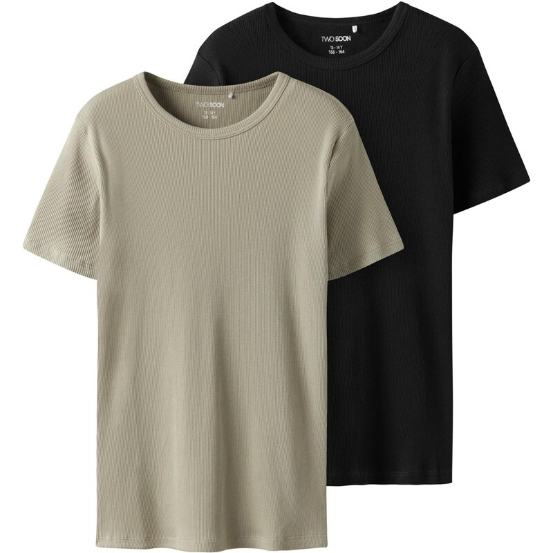 TWO SOON Tričko kaki / čierna 65650520