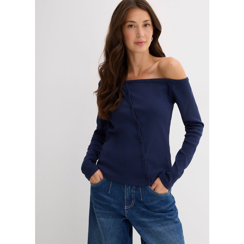 bonprix Tričko s dlhým rukávom, farba modrá 65262706