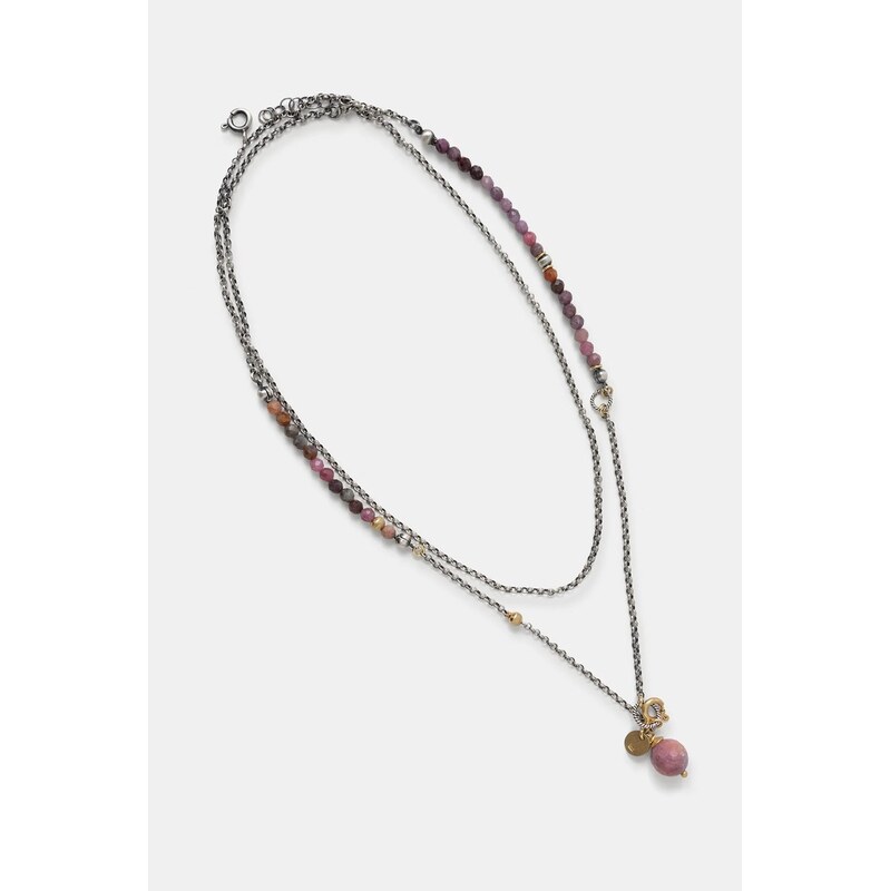 Náhrdelník s rubínmi a turmalínom, ručne vyrobený zo striebra s 65275047