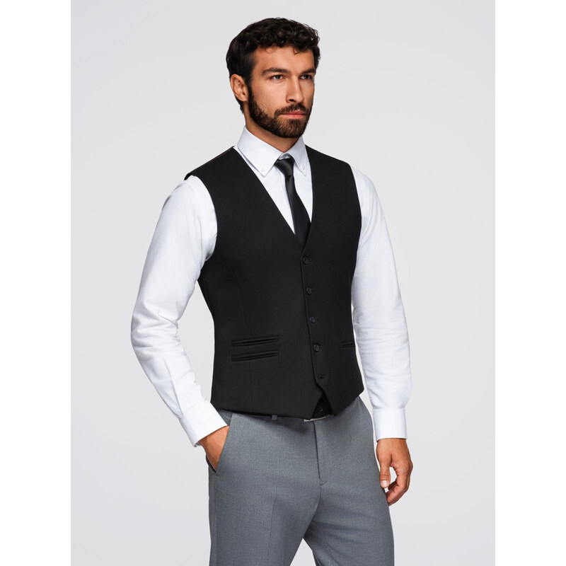 Ombre Mens suit vest with classic detailing and lining - black 64980435