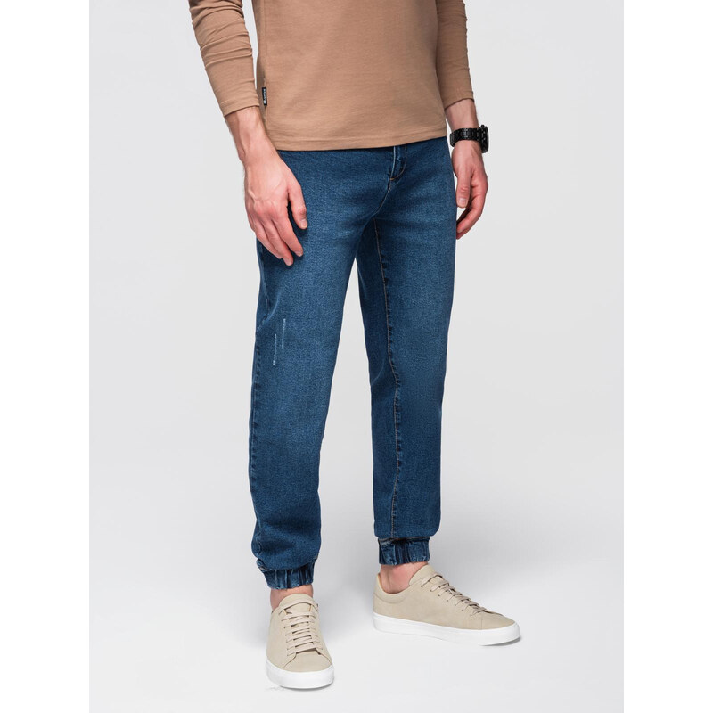 Ombre Mens denim JOGGERS pants with classic bandage - blue 65304620