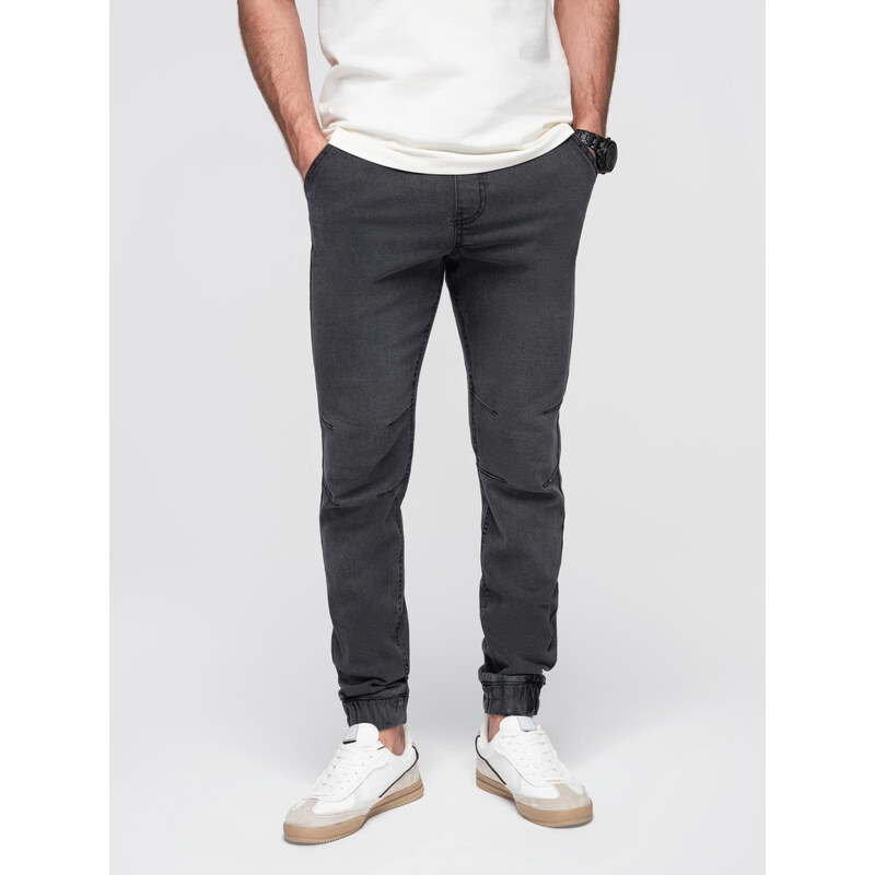 Ombre Mens JOGGERS denim pants with wash effect - grey 65304623