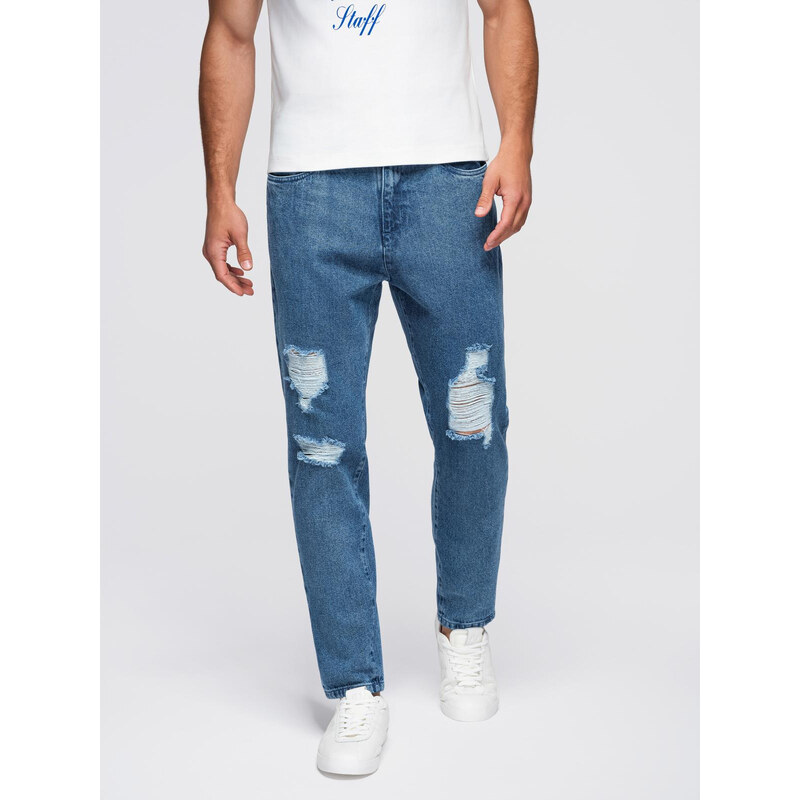 Ombre Mens denim pants CARROT FIT with rubbing - blue 65304624