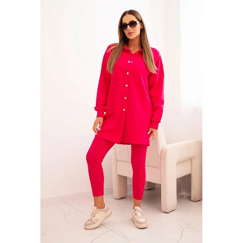 MladaModa 3-dielny set mikina + top + legíny model 9452 fuksiový 49210531