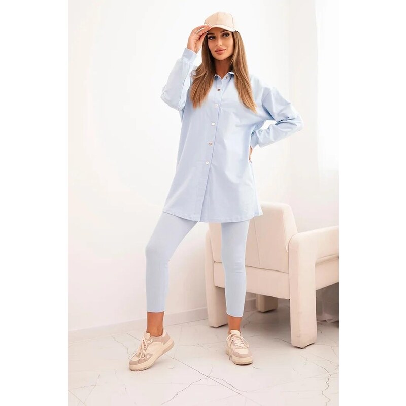 MladaModa 3-dielny set mikina + top + legíny model 9452 svetlomodrý 49210527