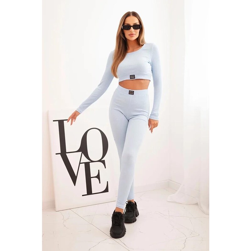 MladaModa Crop-topová tepláková súprava model 9353 svetlomodrá 31837869