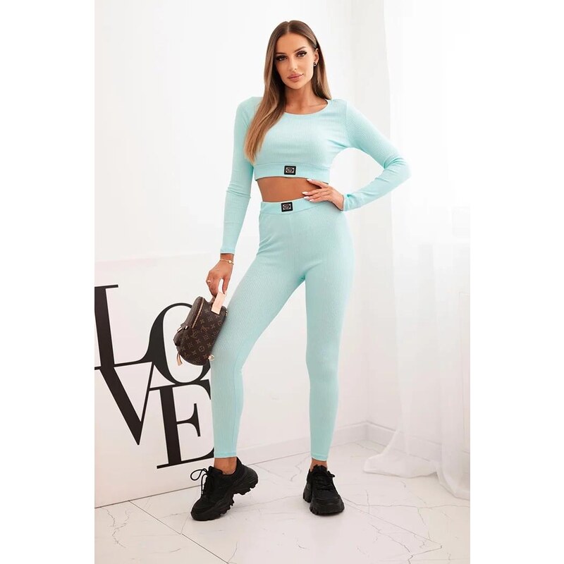 MladaModa Crop-topová tepláková súprava model 9353 mentolová 31837872